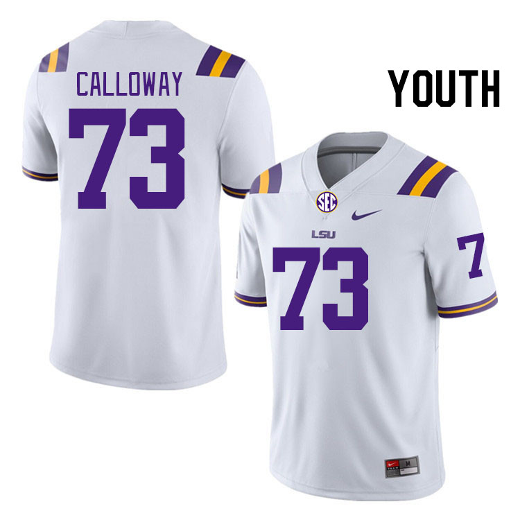 Youth #73 Ethan Calloway LSU Tigers College Football Jerseys Stitched-White